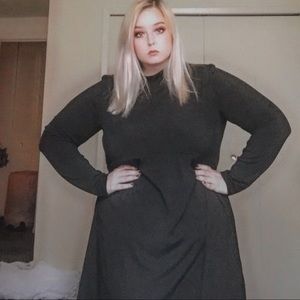 Black ribbed high neck dress